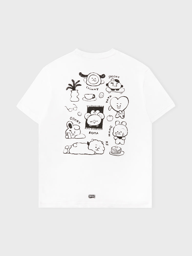 [APPAREL][BTS] BT21 BASIC DRAWING SHORT SLEEVE T-SHIRT WHITE
