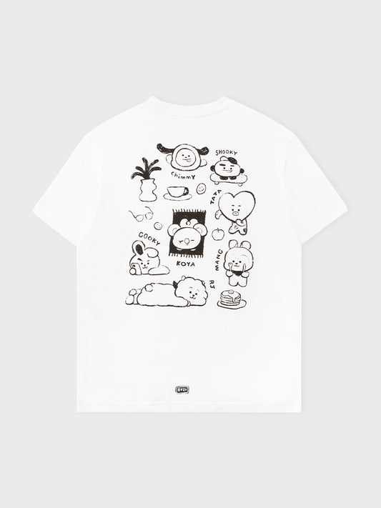 [APPAREL][BTS] BT21 BASIC DRAWING SHORT SLEEVE T-SHIRT WHITE