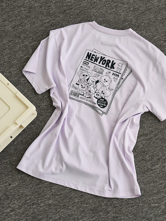 [APPAREL][BTS] BT21 SHORT SLEEVE T-SHIRT NEW YORK CITY EDITION PURPLE