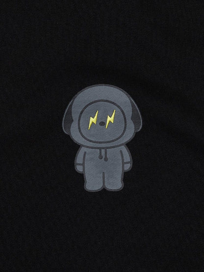 [APPAREL][BTS] BT21 X FRAGMENT GRAPHIC HOODED SWEATSHIRT BLACK (CHIMMY)